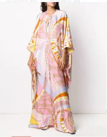MooMoo Dress| Women's Murah Kaftan Batik Cover Up Loose V-neck|  bohemian dress plus size Beach Dress Print Floral Maxi Dress